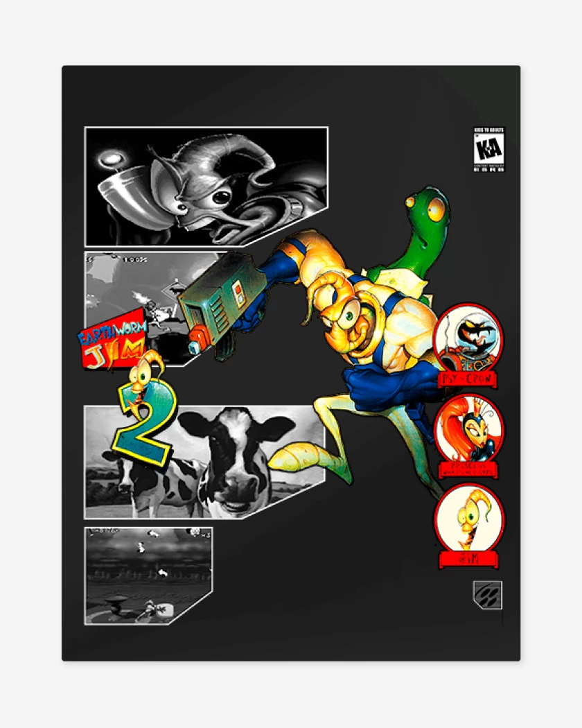 Print metalico Negro de Earthworm jim 2