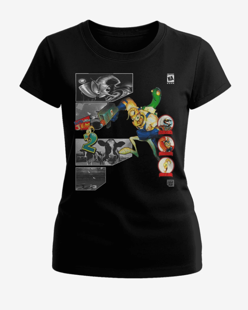 Polera de Mujer Negro de Earthworm jim 2