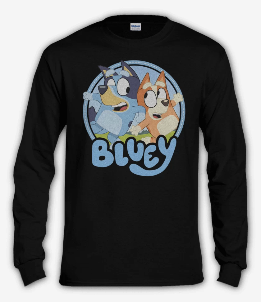 Polera manga larga Negro de Bluey y bingo