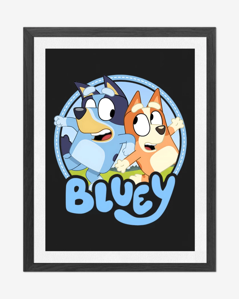Cuadro decorativo Negro de Bluey y bingo