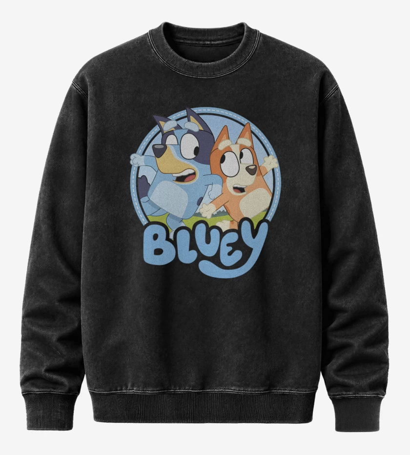 Poleron Polo Acid Wash Negro de Bluey y bingo