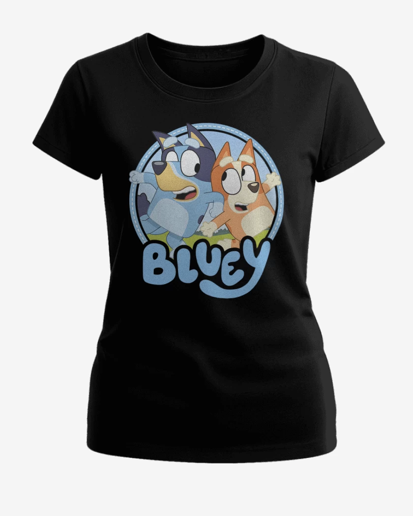 Polera de Mujer Negro de Bluey y bingo