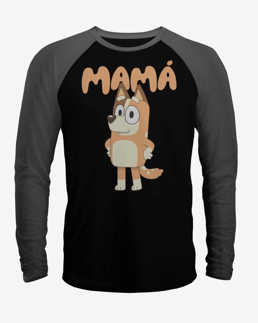 Polera Raglan Negro / Negro Heather de Mamá