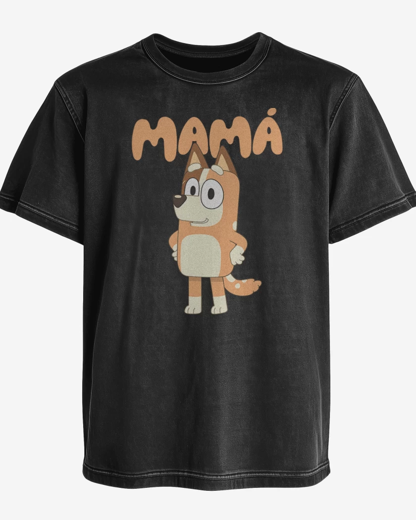 Polera desgastada Negro de Mamá