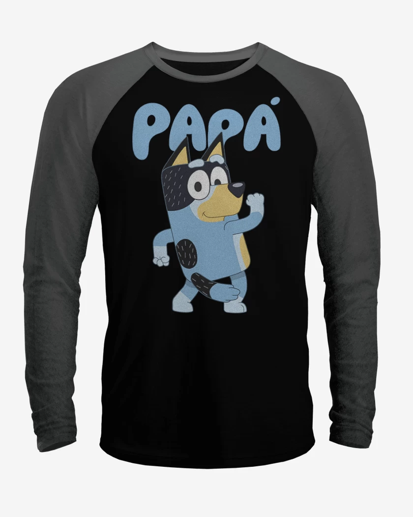 Polera Raglan Negro / Negro Heather de Papá