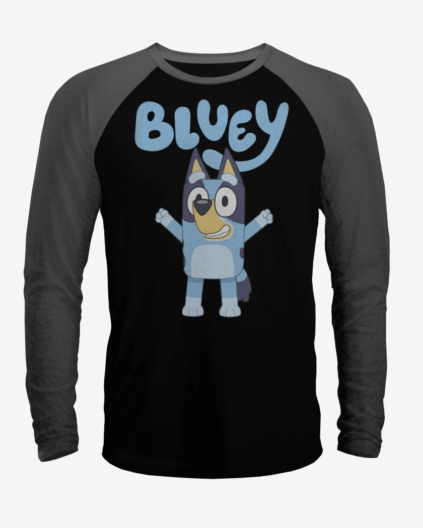 Polera Raglan Negro / Negro Heather de Bluey