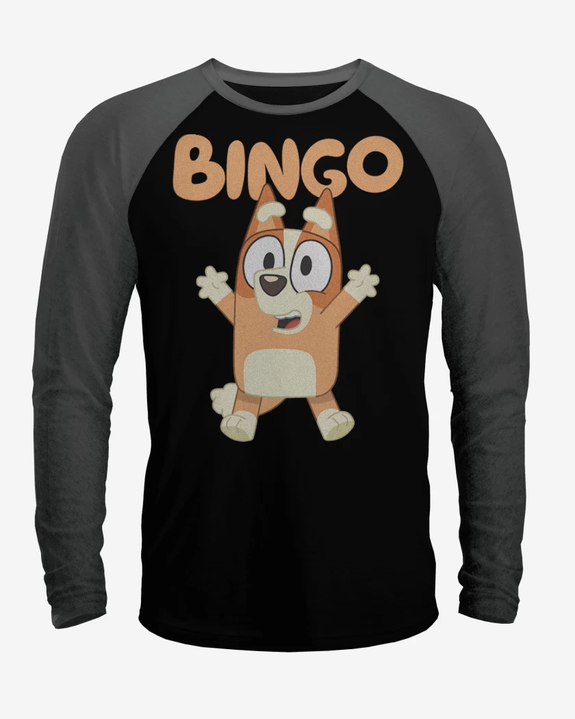 Polera Raglan Negro / Negro Heather de Bingo