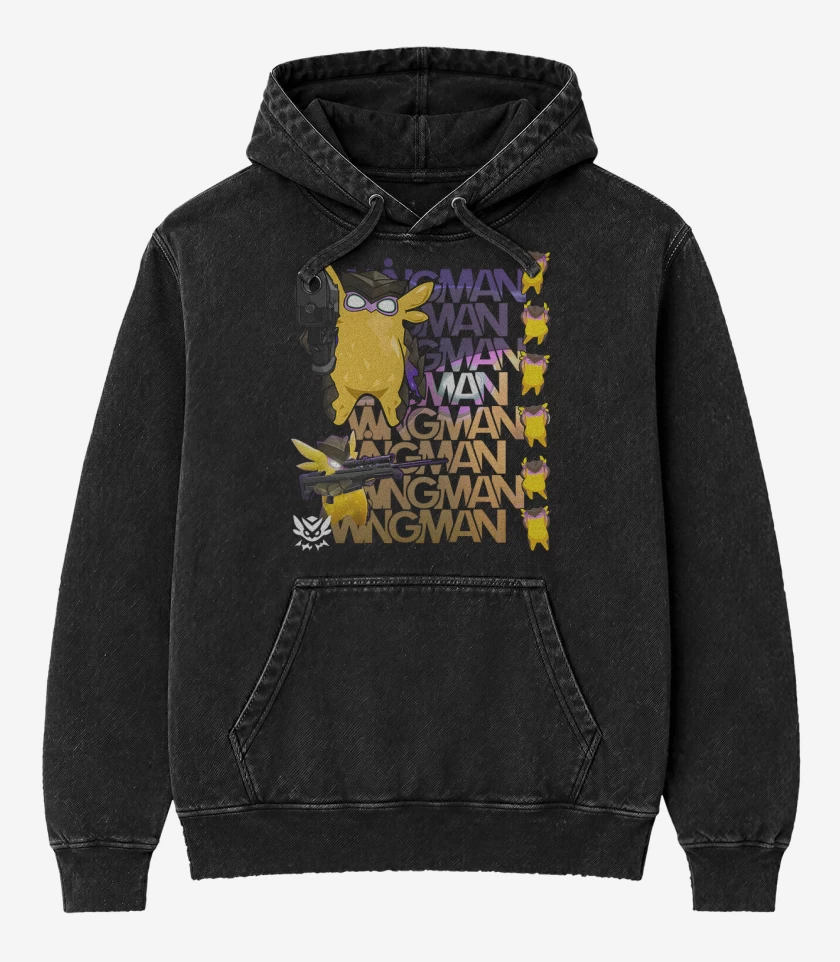 Poleron Canguro Acid Wash Negro de Wingman