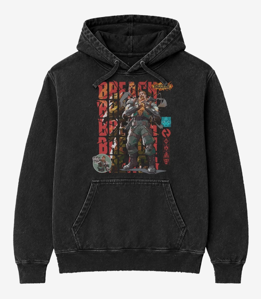 Poleron Canguro Acid Wash Negro de Breach 