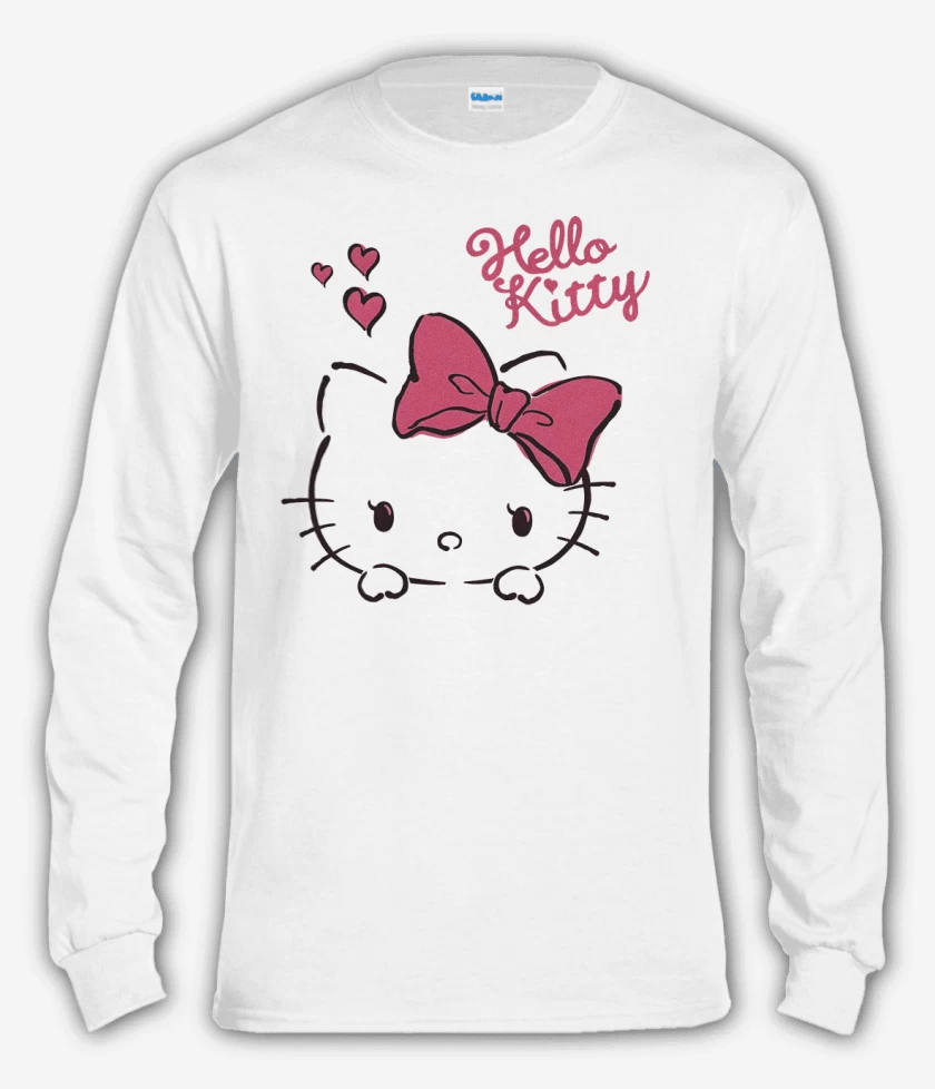 Polera manga larga Blanco de Hola kitty