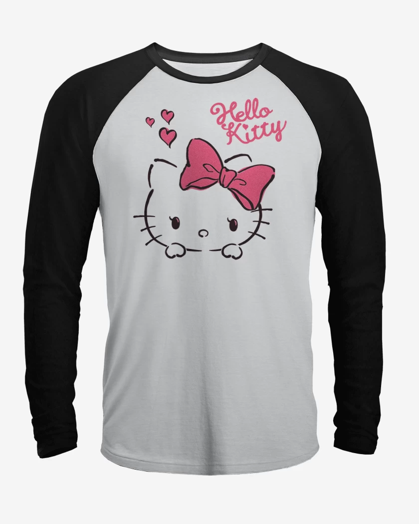 Polera Raglan Blanco / Negro de Hola kitty