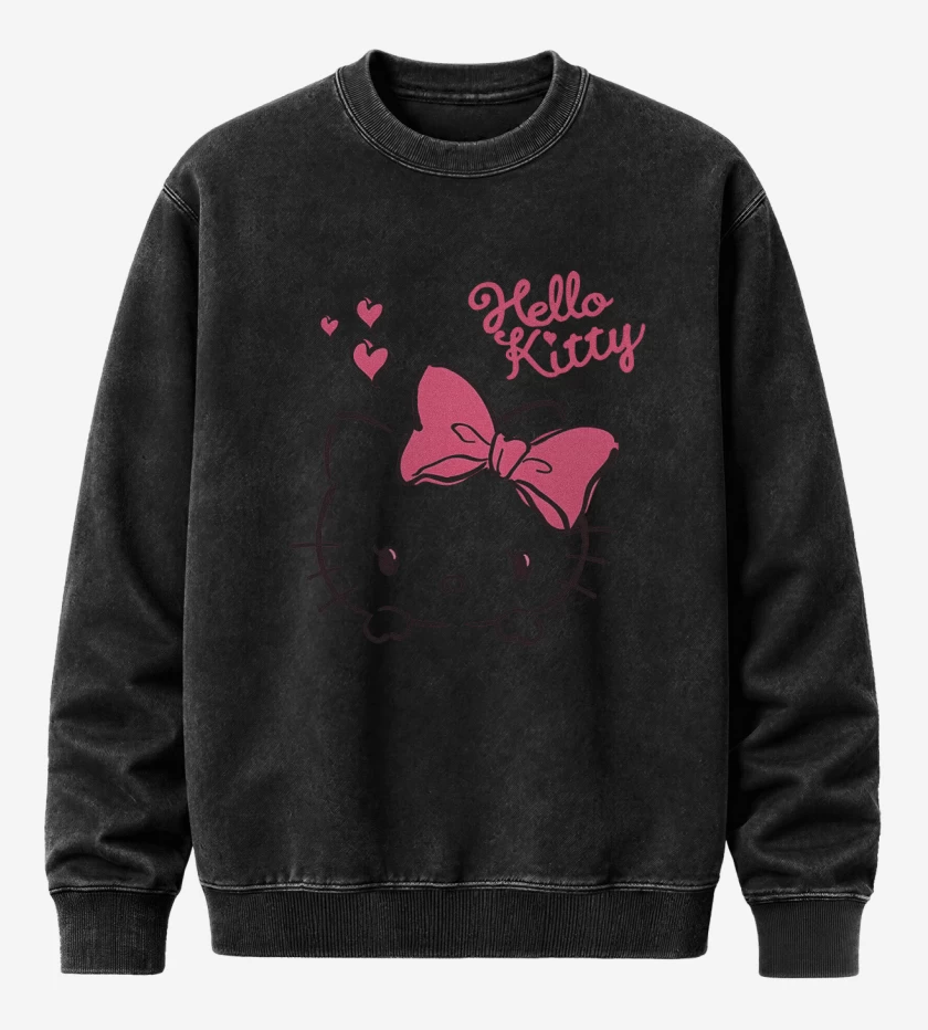 Poleron Polo Acid Wash Negro de Hola kitty