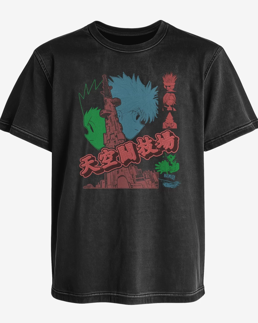 Polera desgastada Negro de Coliseo del cielo