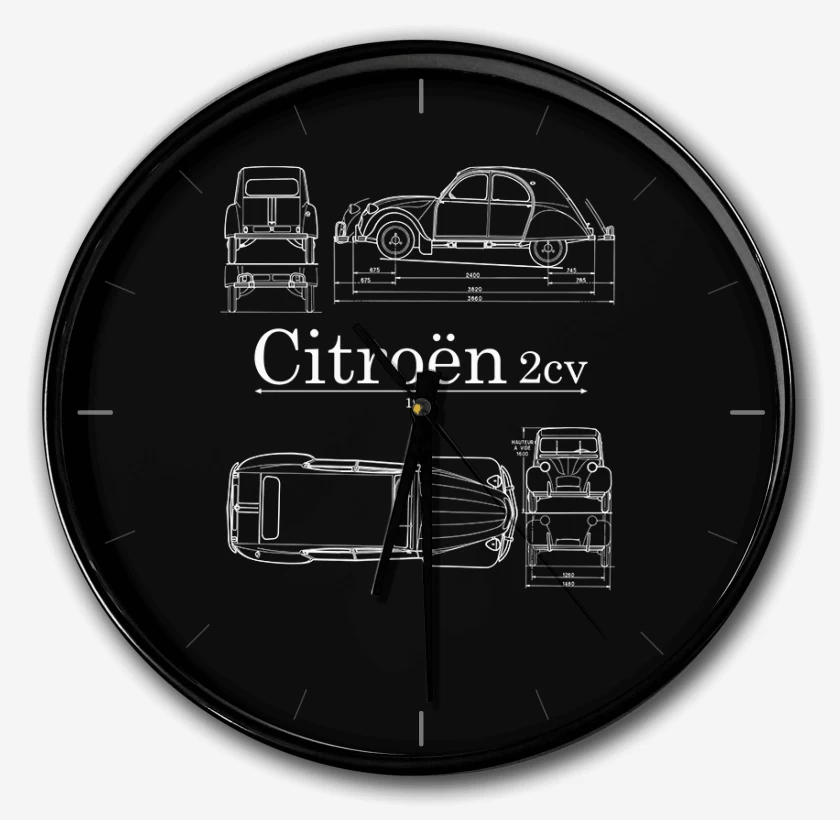 Reloj Negro de Citroen 2cv 