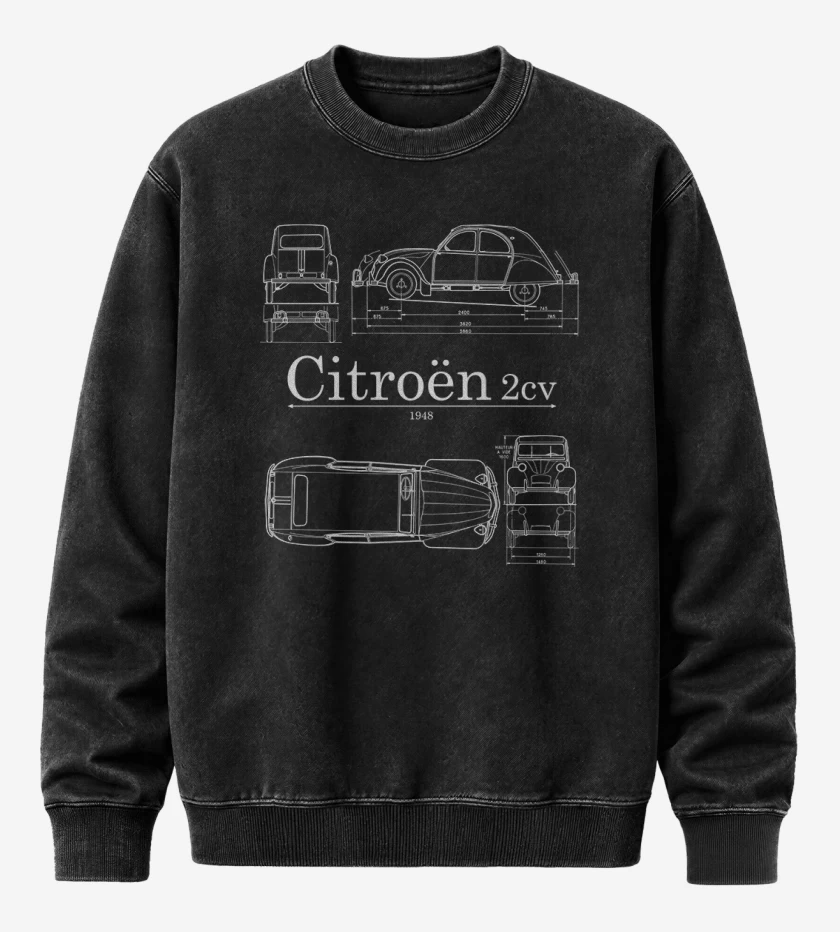 Poleron Polo Acid Wash Negro de Citroen 2cv 