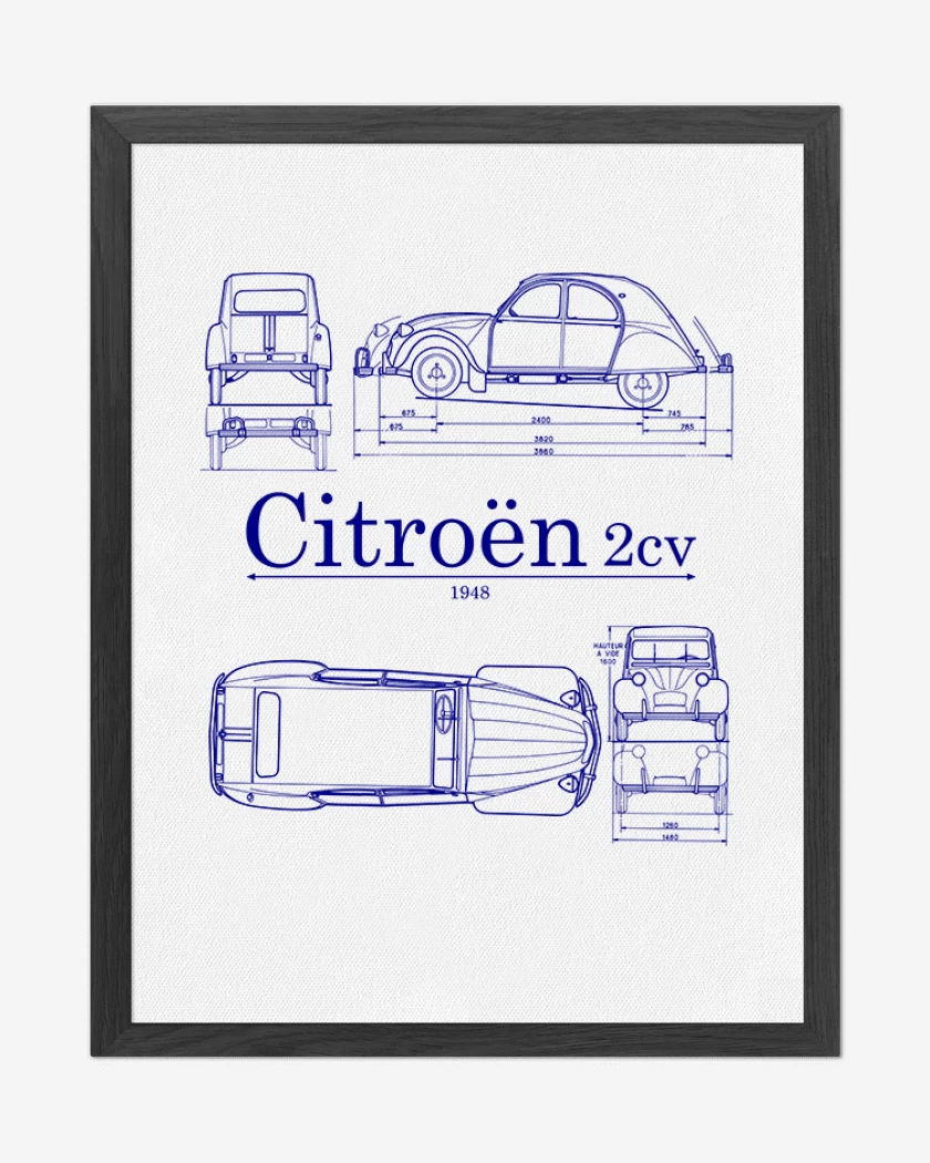 Cuadro decorativo Blanco de Citroen 2cv v2