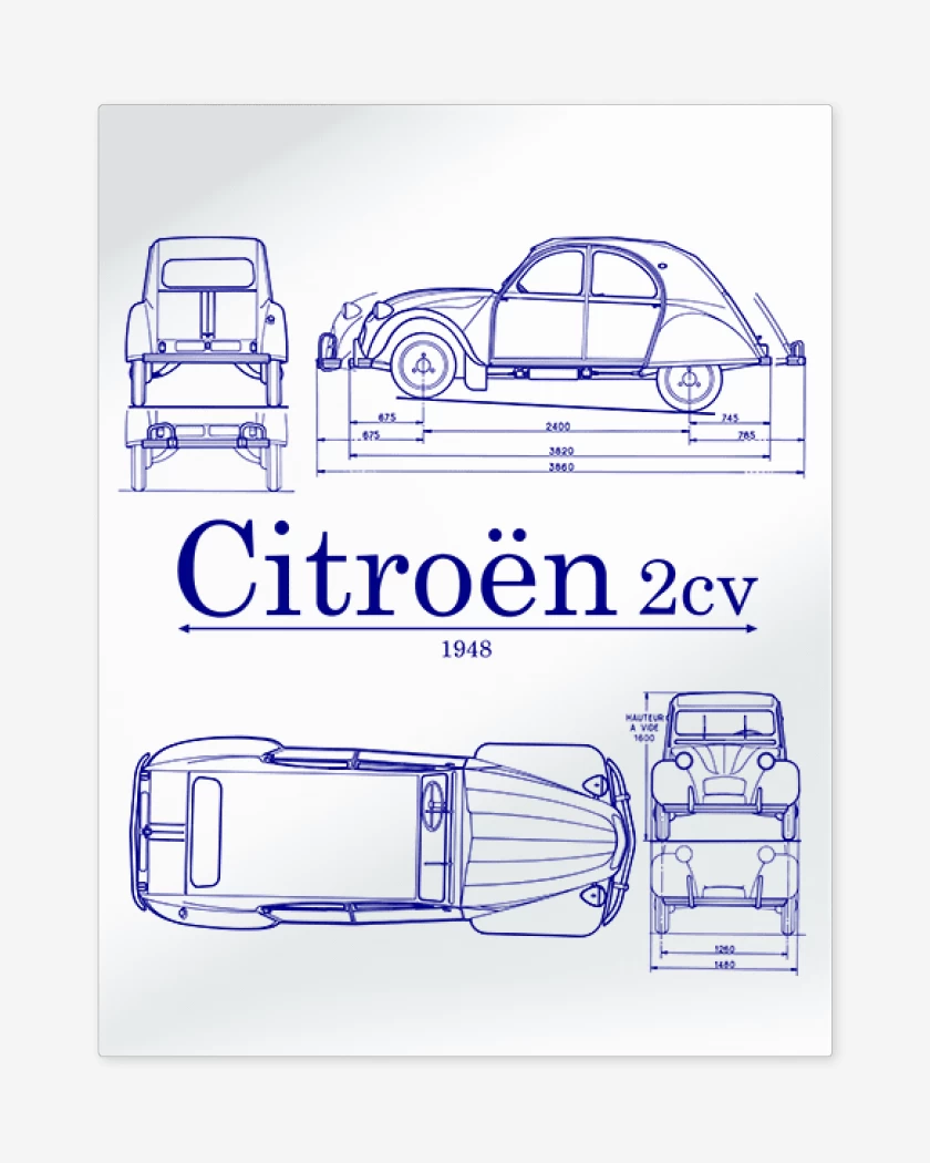 Print metalico Citroen 2cv v2