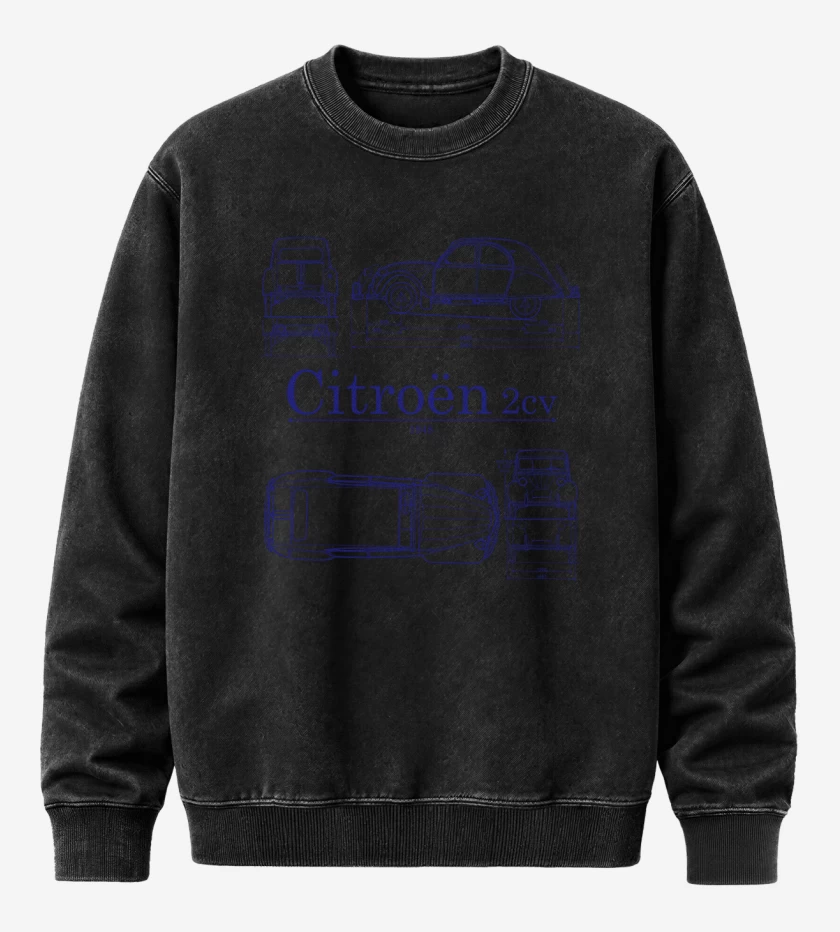Poleron Polo Acid Wash Negro de Citroen 2cv v2