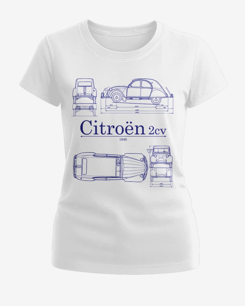 Polera de Mujer Blanco de Citroen 2cv v2