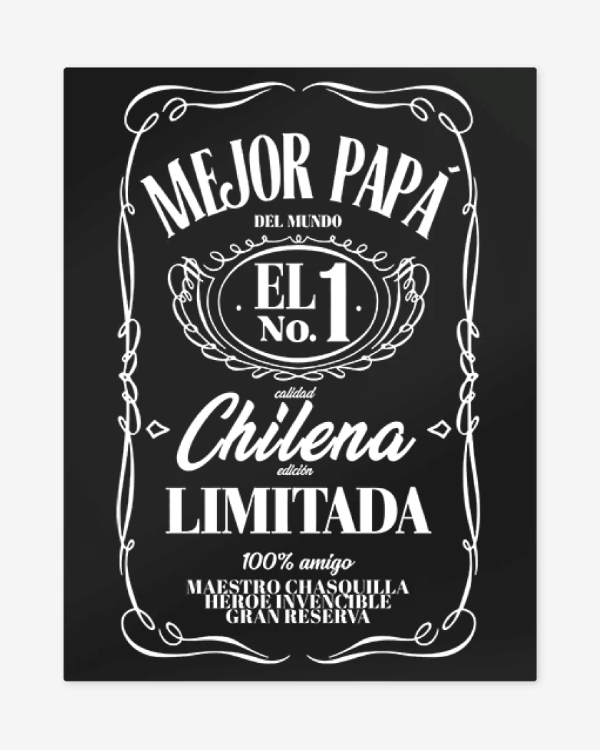 Print metalico Negro de Mejor papá Etiqueta blanco