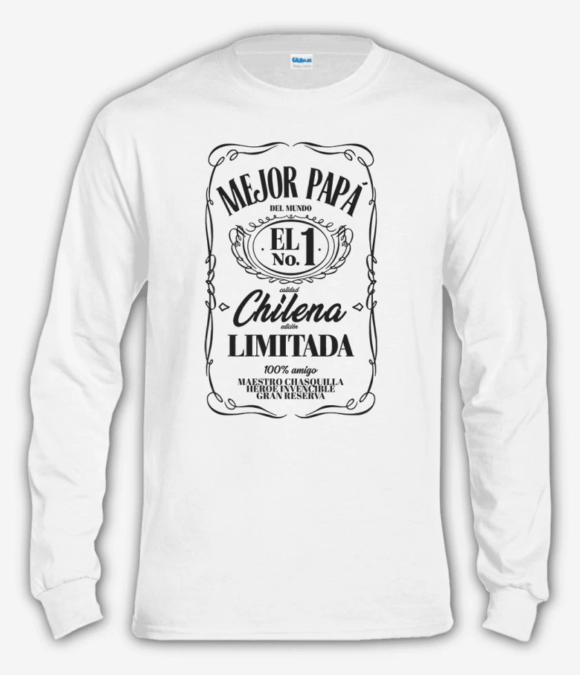 Polera manga larga Blanco de Mejor papa etiqueta negro
