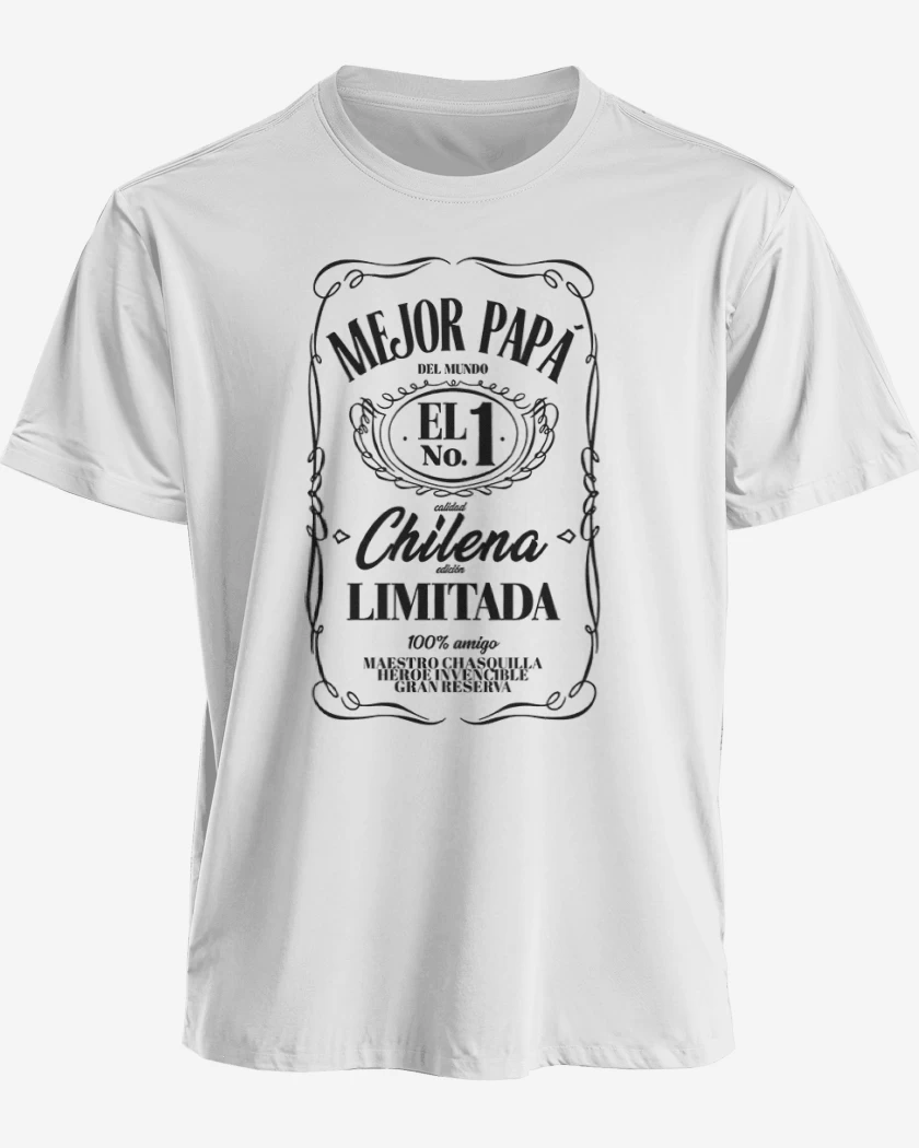 Polera premium Blanco de Mejor papa etiqueta negro