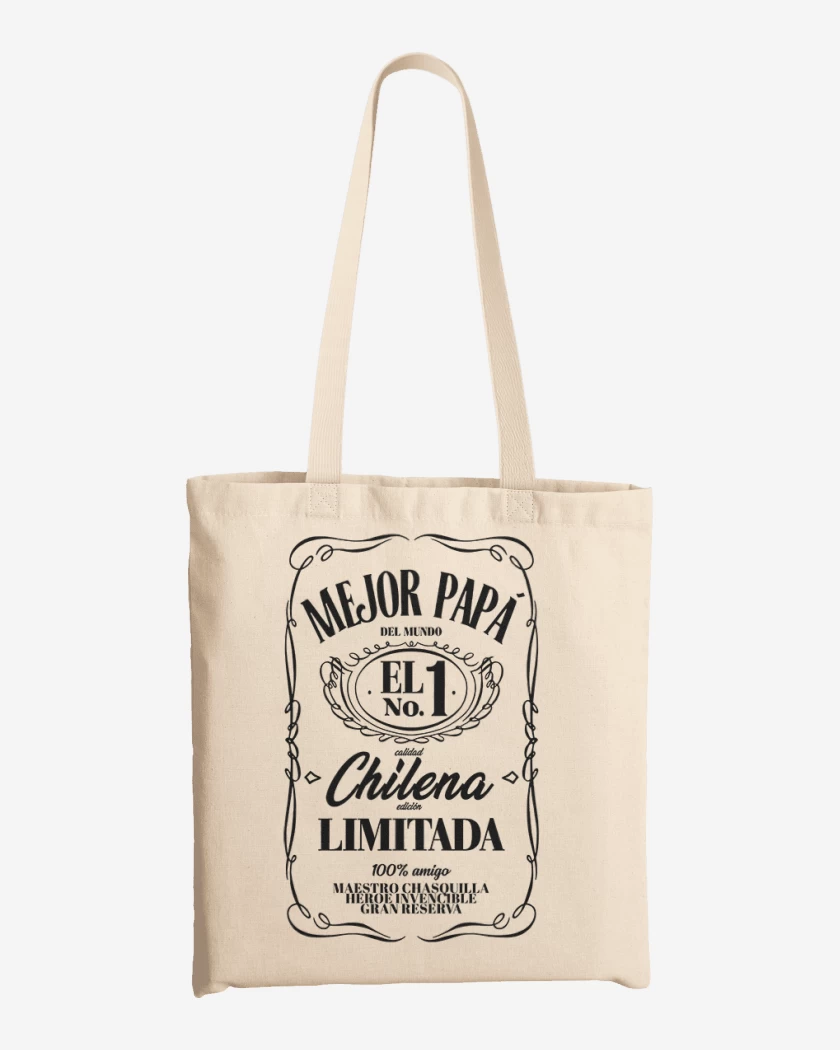 Totebag Mejor papa etiqueta negro