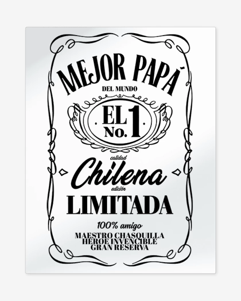 Print metalico Blanco de Mejor papa etiqueta negro