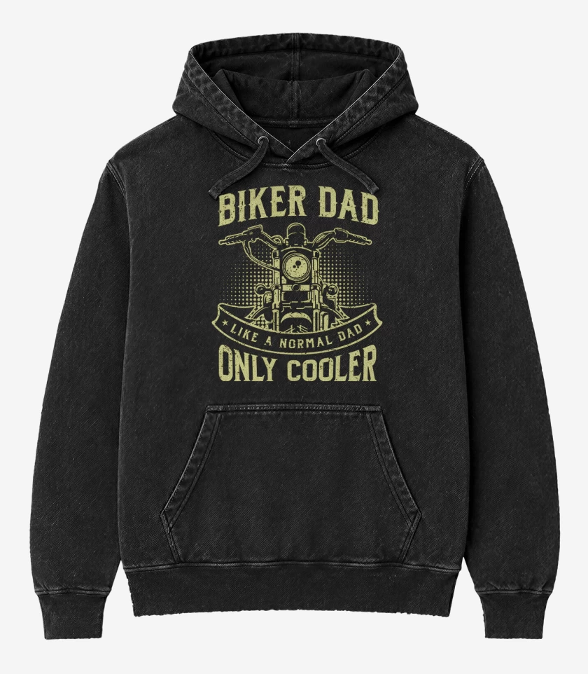 Poleron Canguro Acid Wash Negro de Biker dad