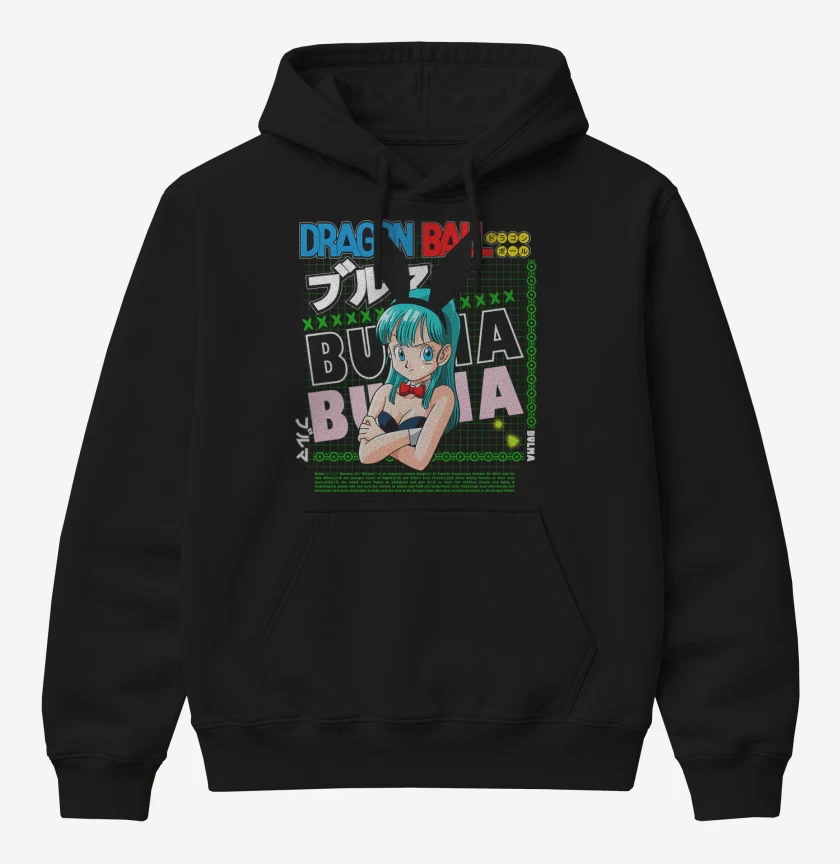 Poleron Canguro básico Negro de Bulma dragon ball