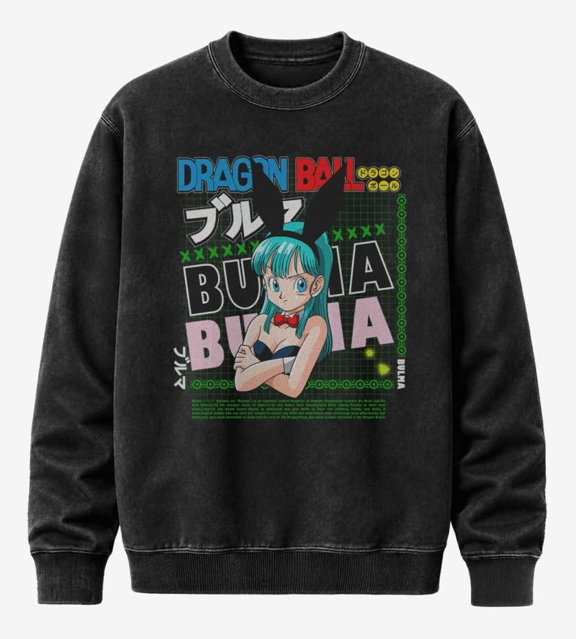 Poleron Polo Acid Wash Negro de Bulma dragon ball