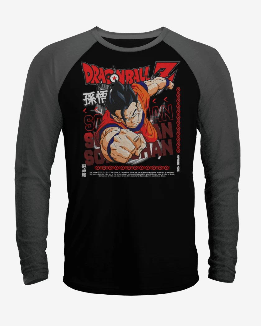 Polera Raglan Negro / Negro Heather de Gohan Mistico