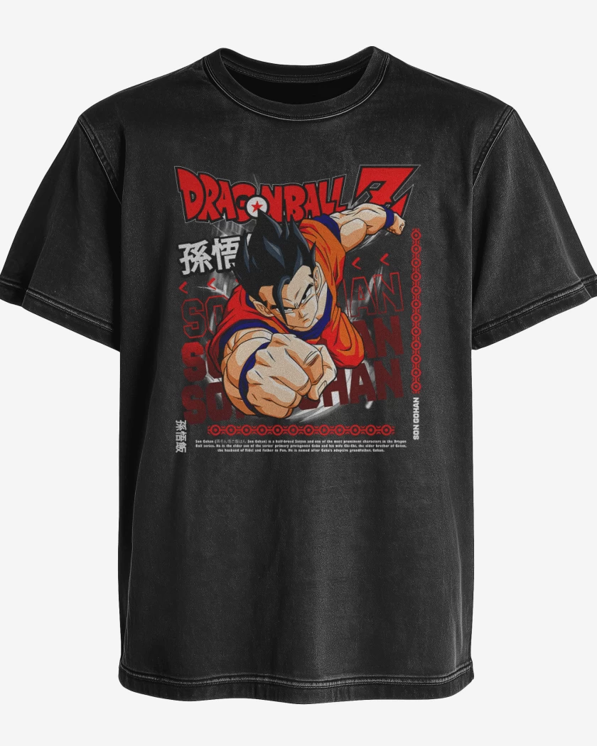 Polera desgastada Negro de Gohan Mistico