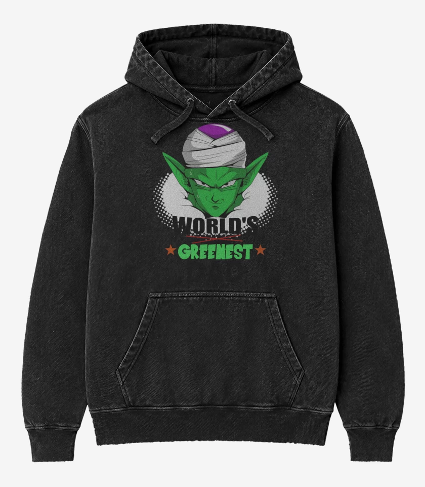 Poleron Canguro Acid Wash Negro de Un Verdadero Papá