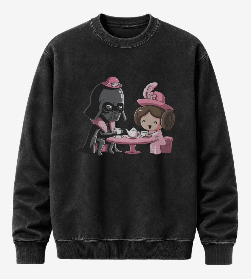 Poleron Polo Acid Wash Negro de Padre e Hija