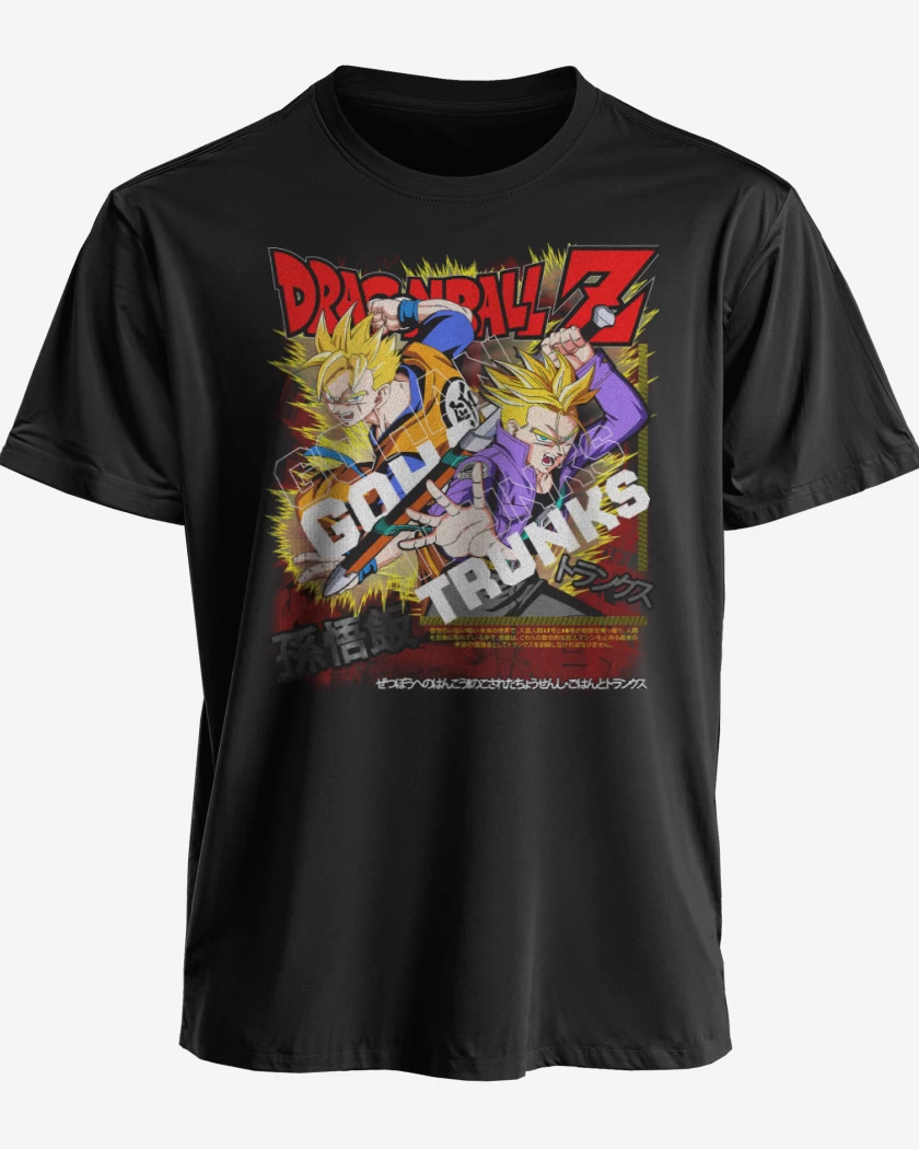 Polera premium Negro de Futuro Gohan and Trunks