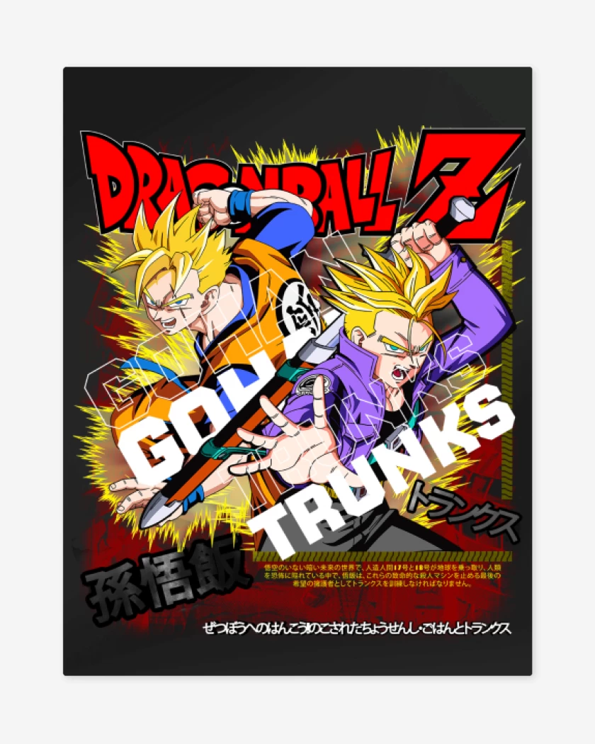 Print metalico Negro de Futuro Gohan and Trunks