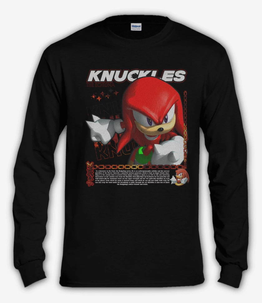 Polera manga larga Negro de Knuckles the Echidna