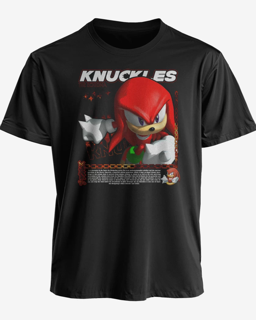 Polera premium Negro de Knuckles the Echidna