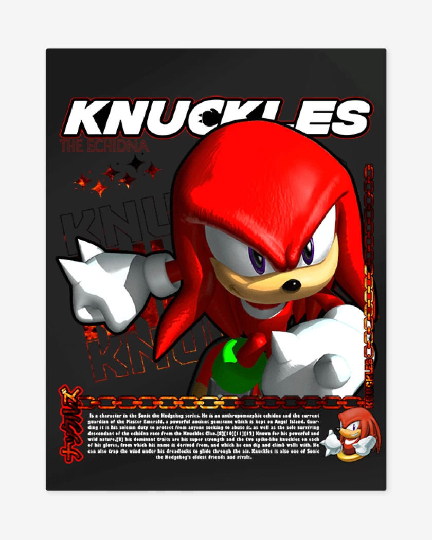 Print metalico Negro de Knuckles the Echidna