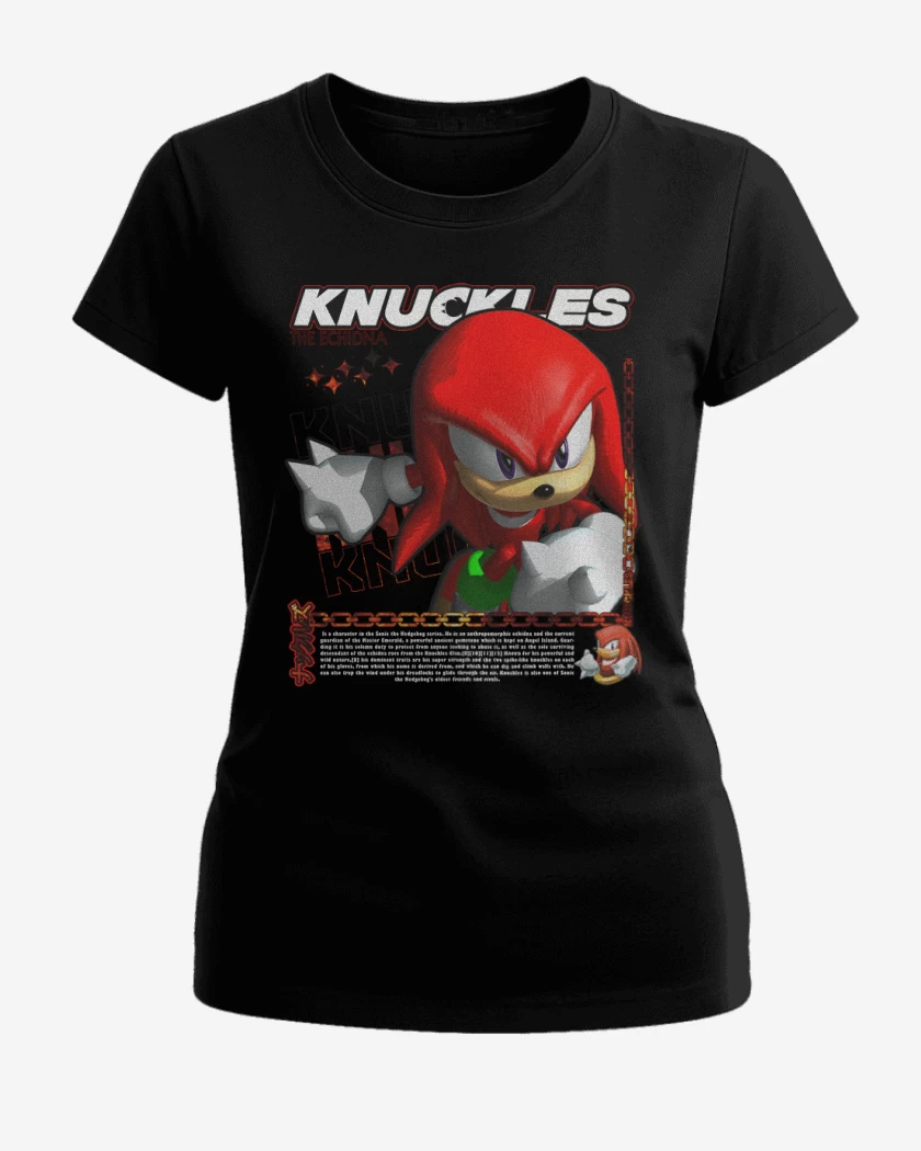 Polera de Mujer Negro de Knuckles the Echidna