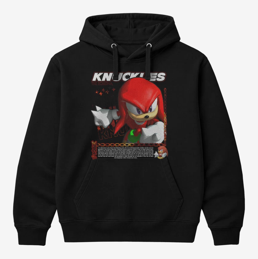 Polerón Canguro Negro de Knuckles the Echidna