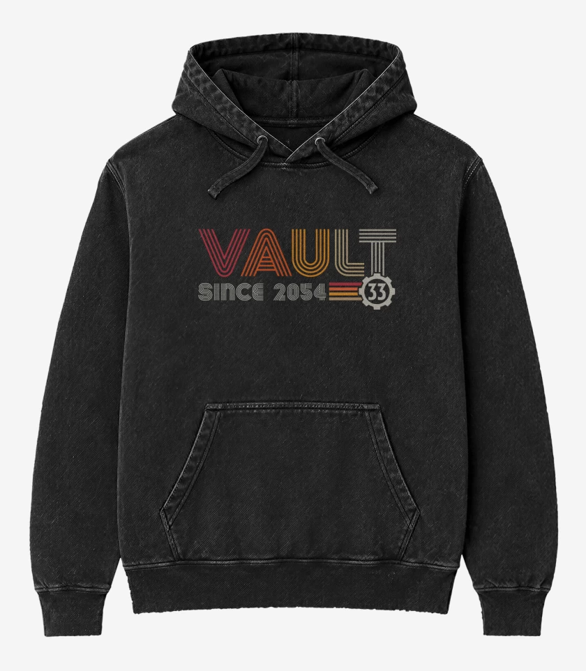 Poleron Canguro Acid Wash Negro de Vault 2054