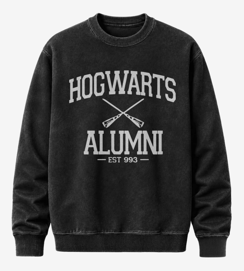 Poleron Polo Acid Wash Negro de Hogwarts alumni