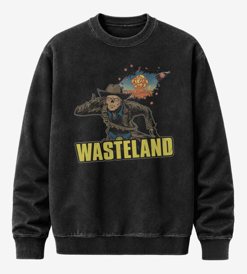 Poleron Polo Acid Wash Negro de Wasteland 