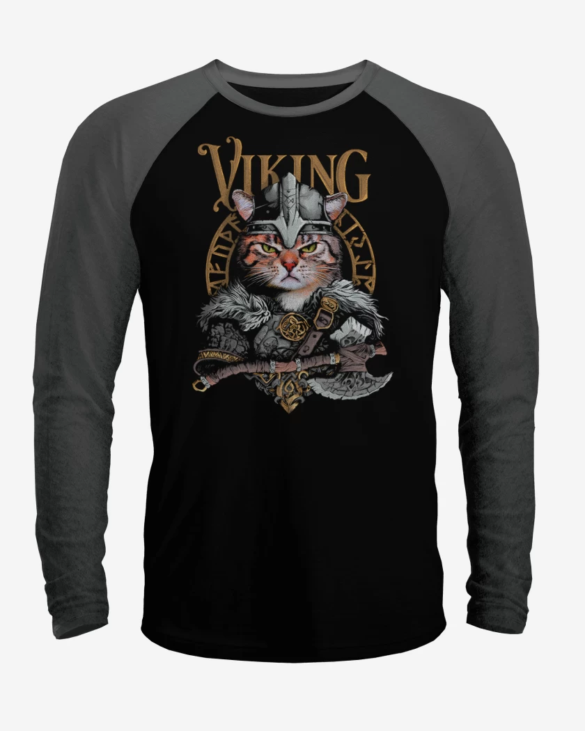 Polera Raglan Negro / Negro Heather de VikinGato
