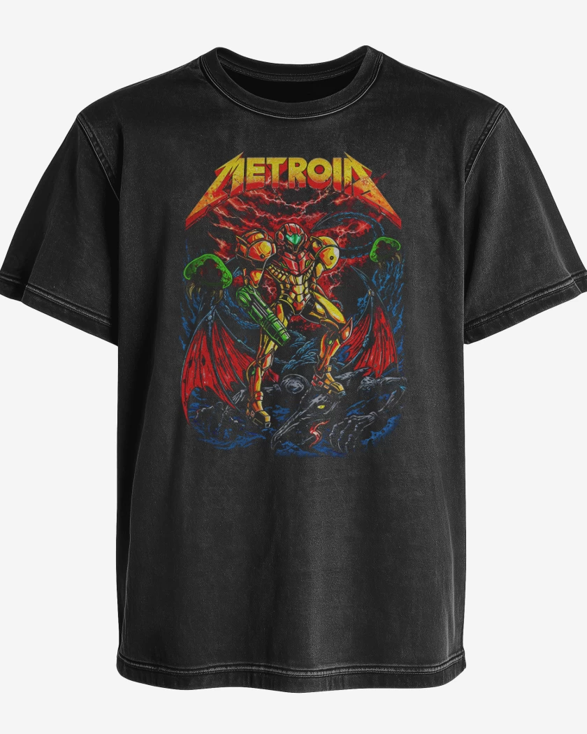 Polera desgastada Negro de Metroid meta