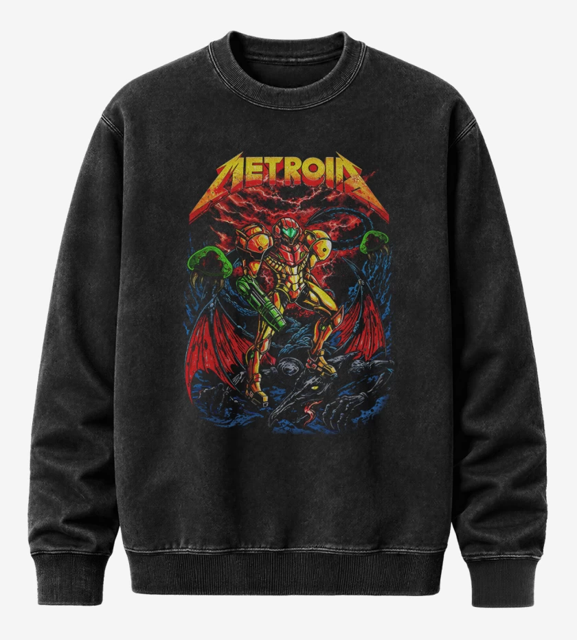 Poleron Polo Acid Wash Negro de Metroid meta