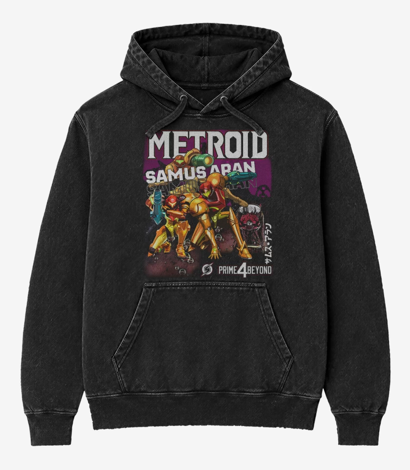 Poleron Canguro Acid Wash Negro de Prime 4