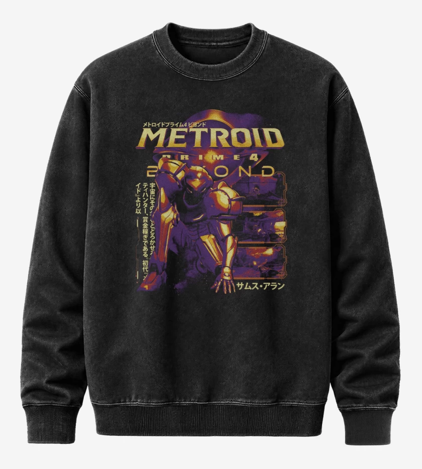 Poleron Polo Acid Wash Negro de METROID PRIME 4 